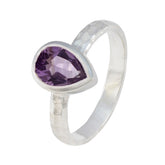 Zoe Purple Solitaire Ring with Teardrop Amethyst